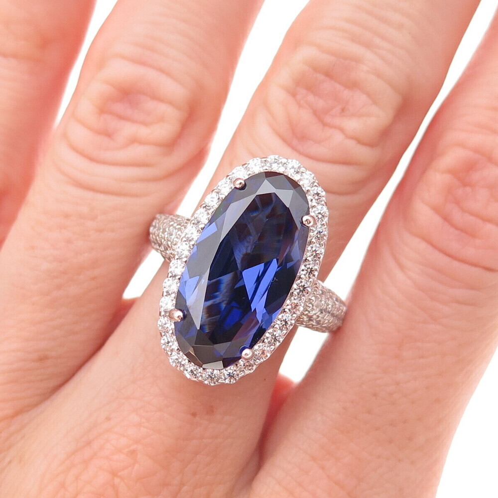 Charles Winston for Bella Luce Sterling Silver Blue & White C Z Ring Size 8.5